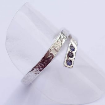 "Aude" Bague argent et trio de saphir